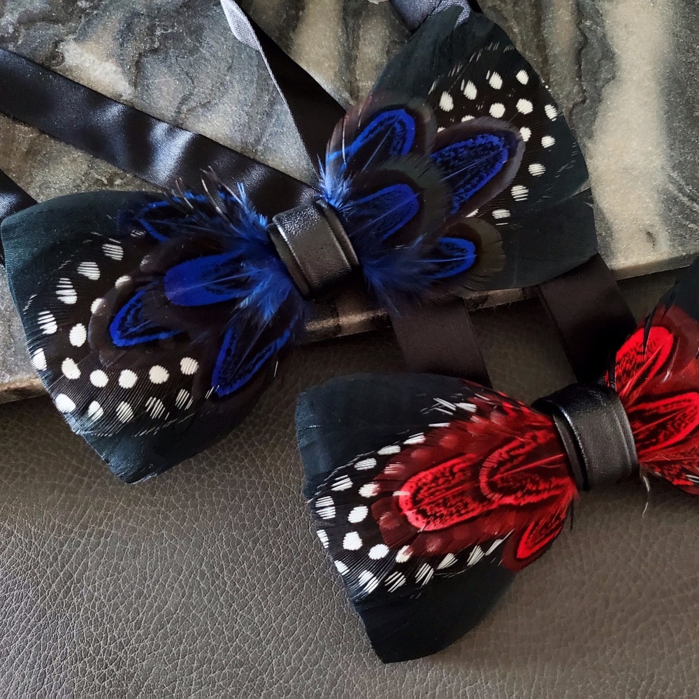 NEW Real Natural Feather evening Unique Bow tie